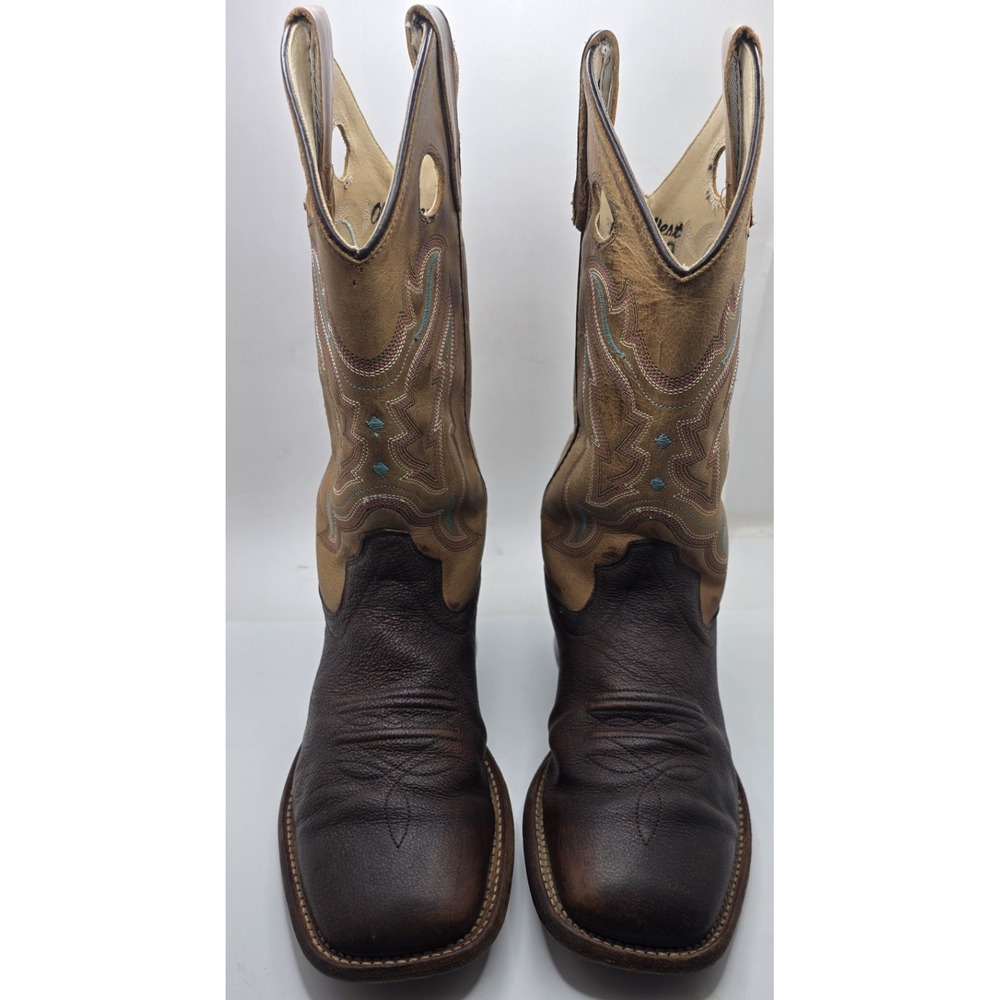 Old West Kids Size 5Y Western Cowboy Boots Tan Leather Square Toe